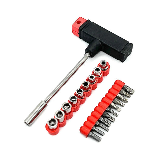 Schraubendreher Set 21tlg. | T-Griff mit 10 Bits & 9 Stecknüssen Schraubenzieher