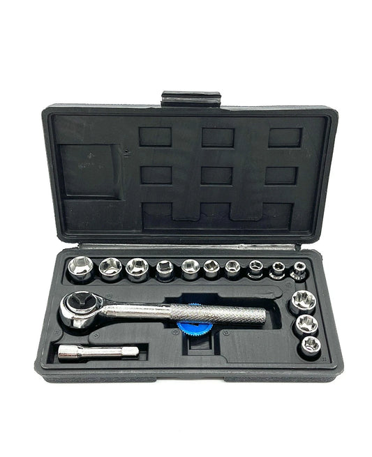 Steckschlüsselsatz 16tlg. 1/4'' | 4-13mm Ratsche Verlängerung im Koffer