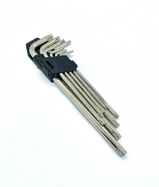 Torxschlüssel Set 9tlg. | lang Winkelschlüssel T10–T50 mit Bohrung TX